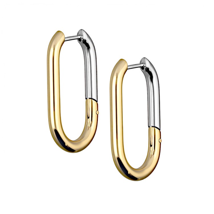 Owalne złoto-srebrne kolczyki huggie ze stali.jpg