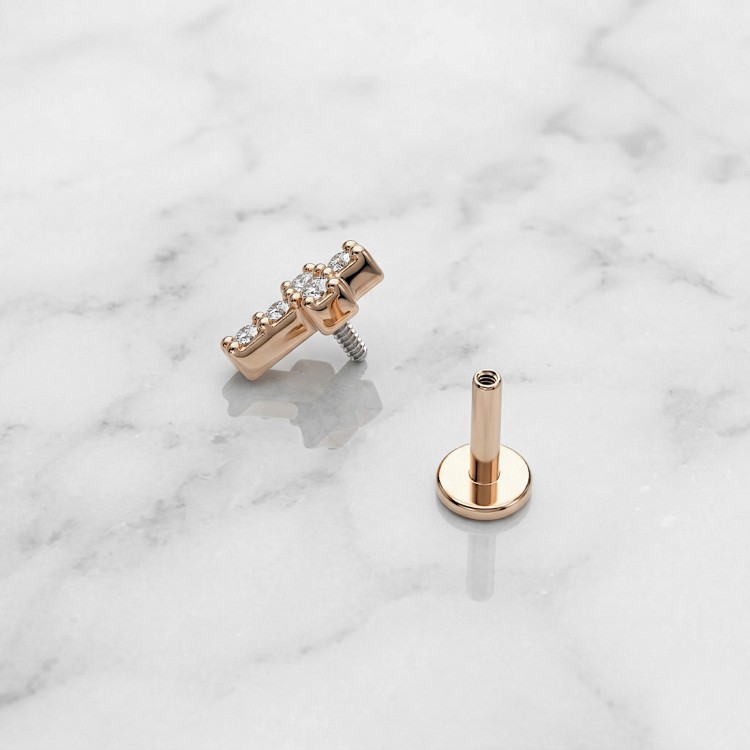 Złoty labret ze stali szlachetnej KRZYŻYK z cyrkoniami.jpg