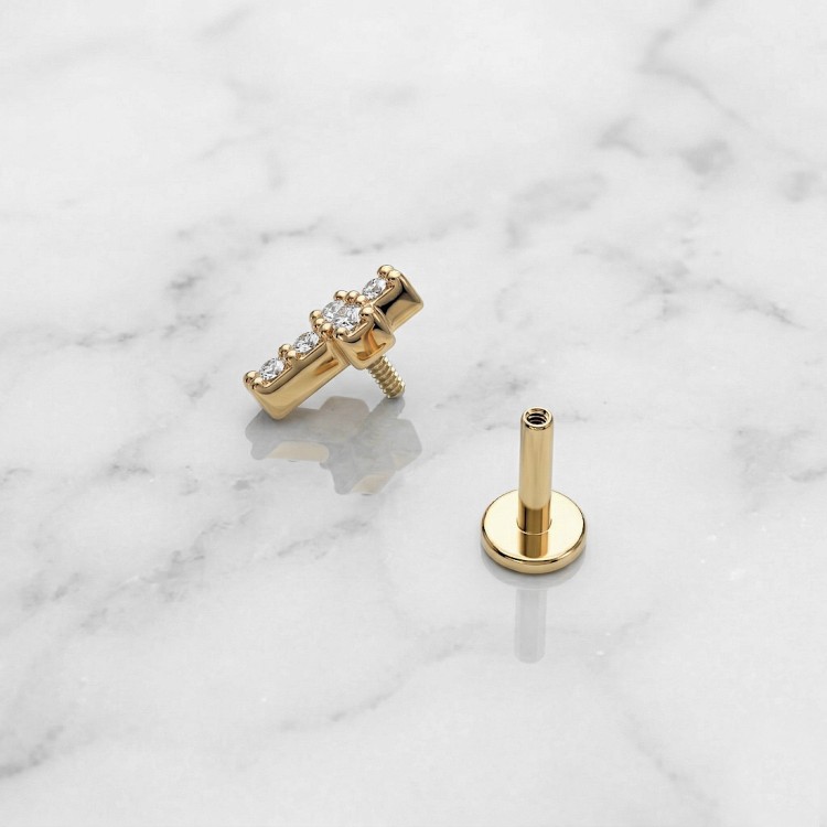 Złoty labret ze stali szlachetnej KRZYŻYK z cyrkoniami.jpg