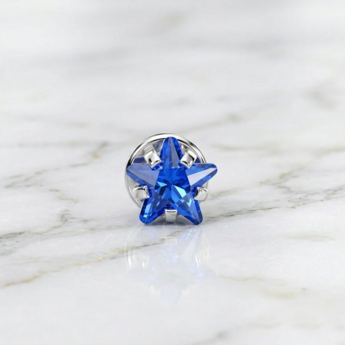 Labret z gwintem wewnętrznym ze stali szlachetnej GWIAZDKA z niebieskiej cyrkonii.jpg