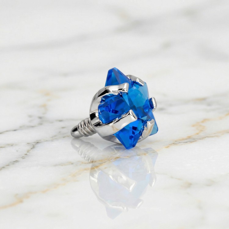 Labret z gwintem wewnętrznym ze stali szlachetnej GWIAZDKA z niebieskiej cyrkonii.jpg