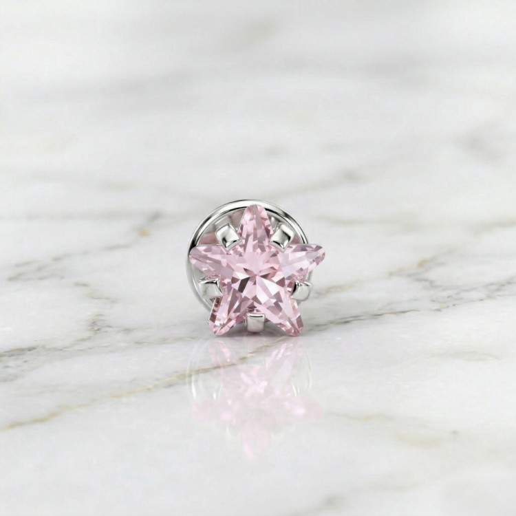 Labret ze stali szlachetnej GWIAZDKA z różowej cyrkonii.jpg