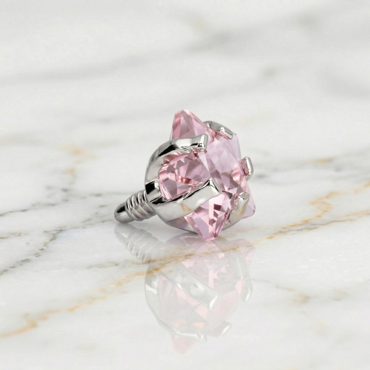 Labret ze stali szlachetnej GWIAZDKA z różowej cyrkonii.jpg