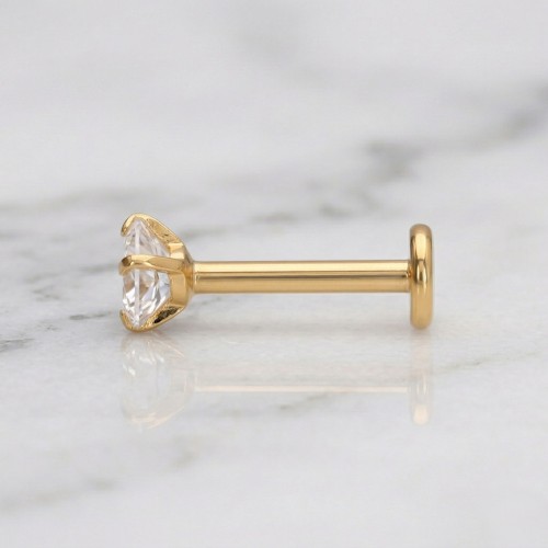 Złoty labret ze stali szlachetnej z trójkątną cyrkonią .jpg