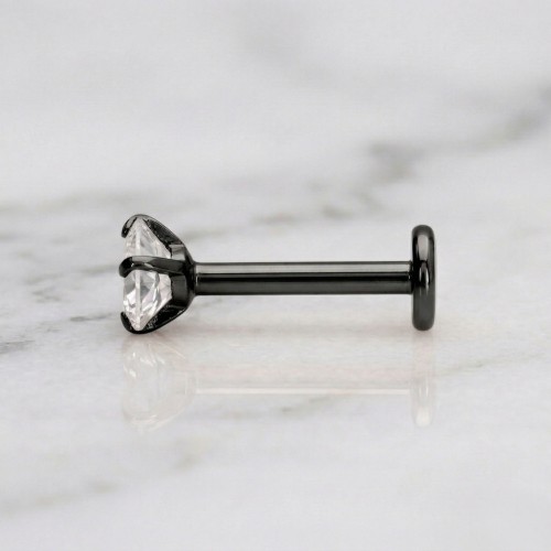 Czarny labret ze stali szlachetnej z trójkątną cyrkonią .jpg