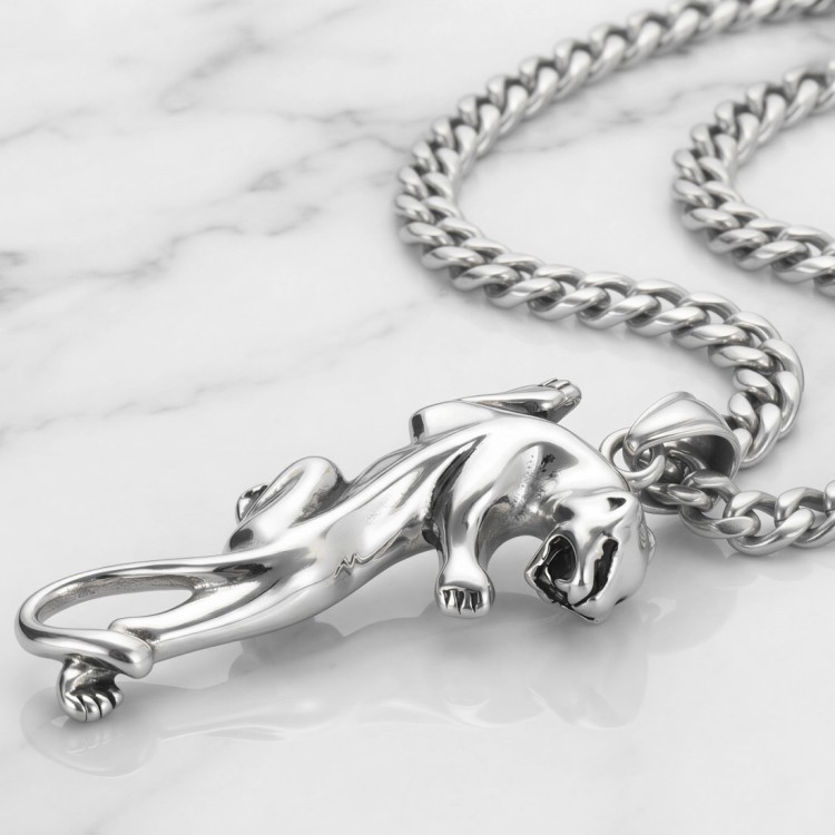 Stalowa zawieszka ze stali w kształcie pantery