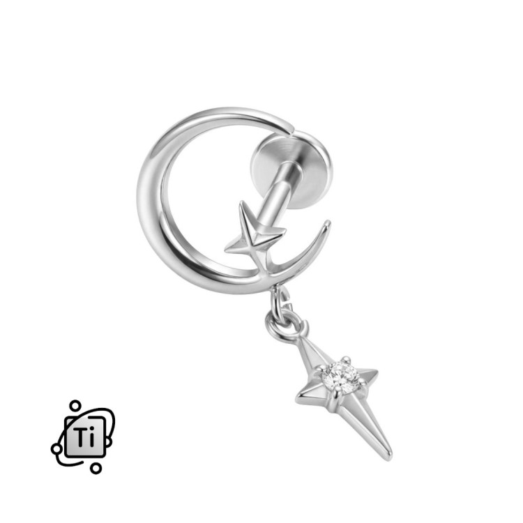 Labret tytanowy KSIĘŻYC - srebrny .jpg