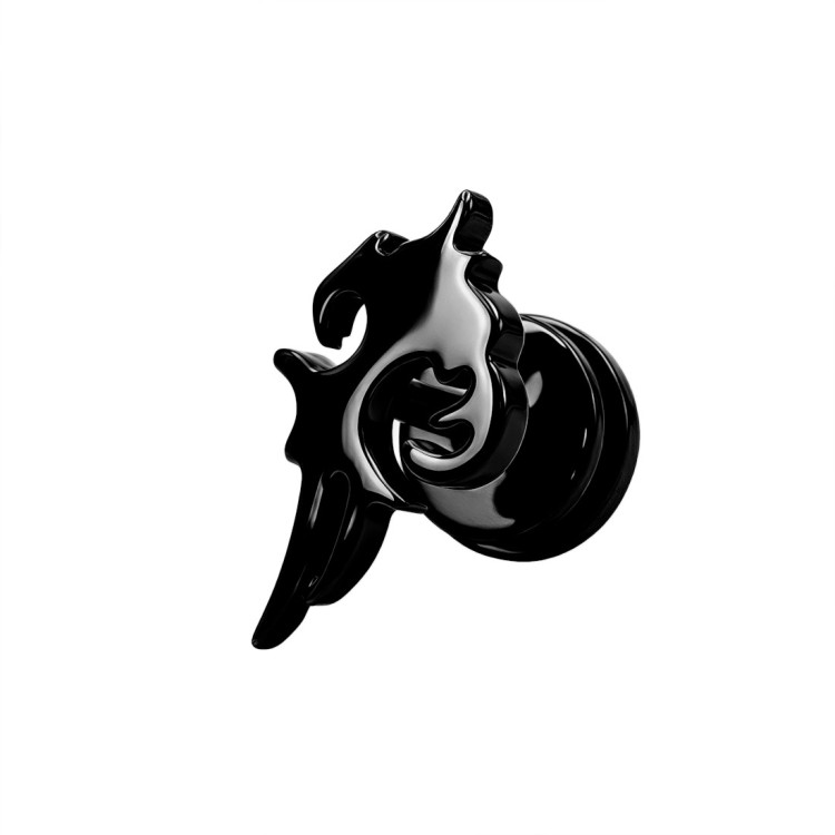 Czarny kolczyk stalowy do ucha TRIBAL.jpg