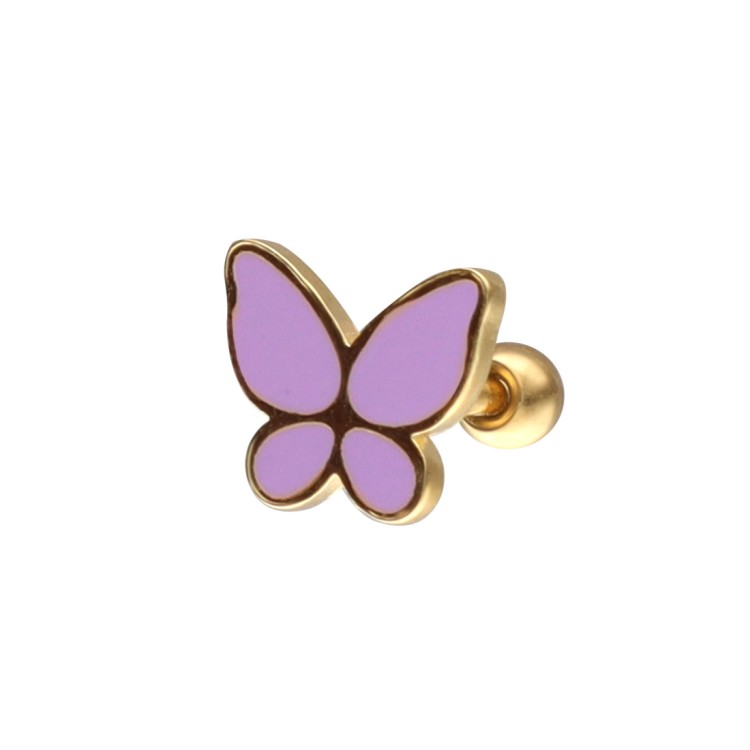 Kolczyk do ucha z emaliowanej stali FIOLETOWY MOTYL.jpg