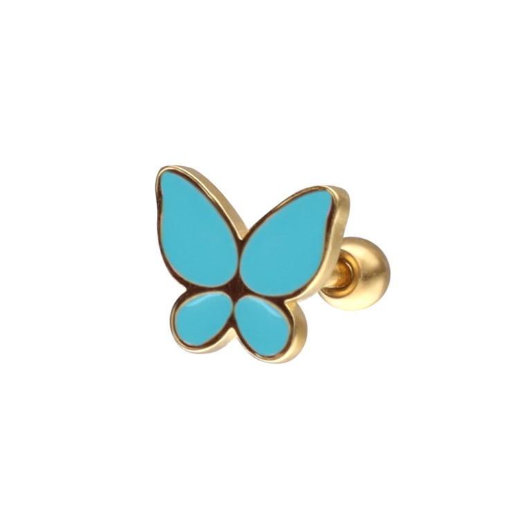 Kolczyk do ucha z emaliowanej stali TURKUSOWY MOTYL.jpg
