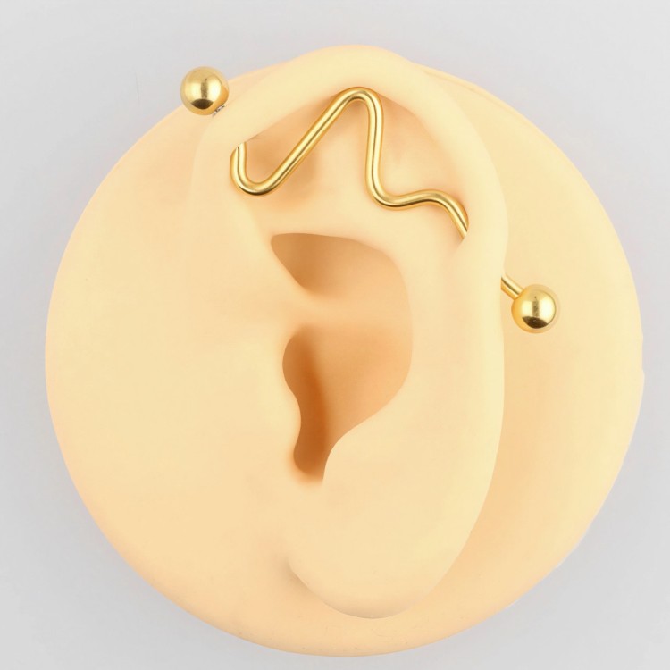 Złota sztanga stalowa industrial krzywa EKG jpg