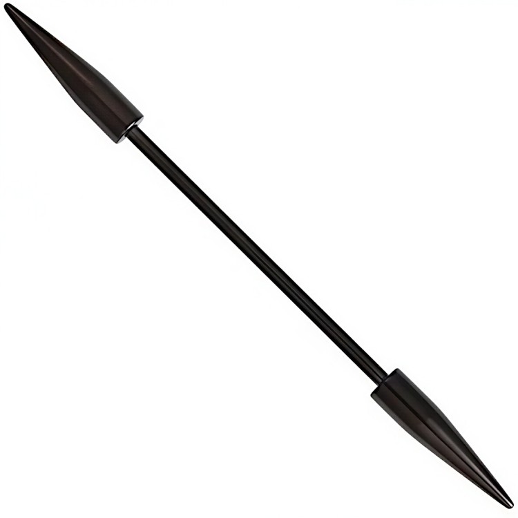 Czarna sztanga stalowa industrial z długimi grotami .jpg