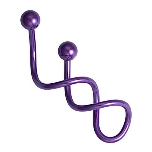 Fioletowy kolczyk stalowy do ucha industrial twister.jpg