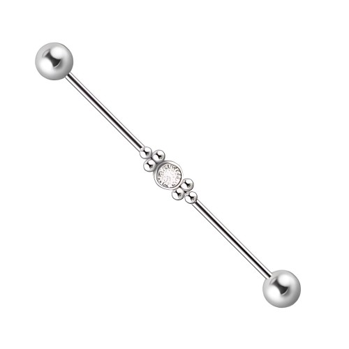 Kolczyk ze stali Industrial z cyrkonią i kuleczkami.jpg