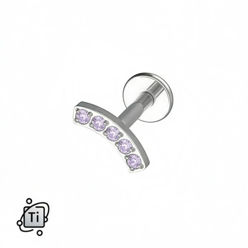 Labret tytanowy z łukiem z lawendowych kryształków.jpg
