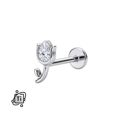 Labret tytanowy w kształcie tulipana