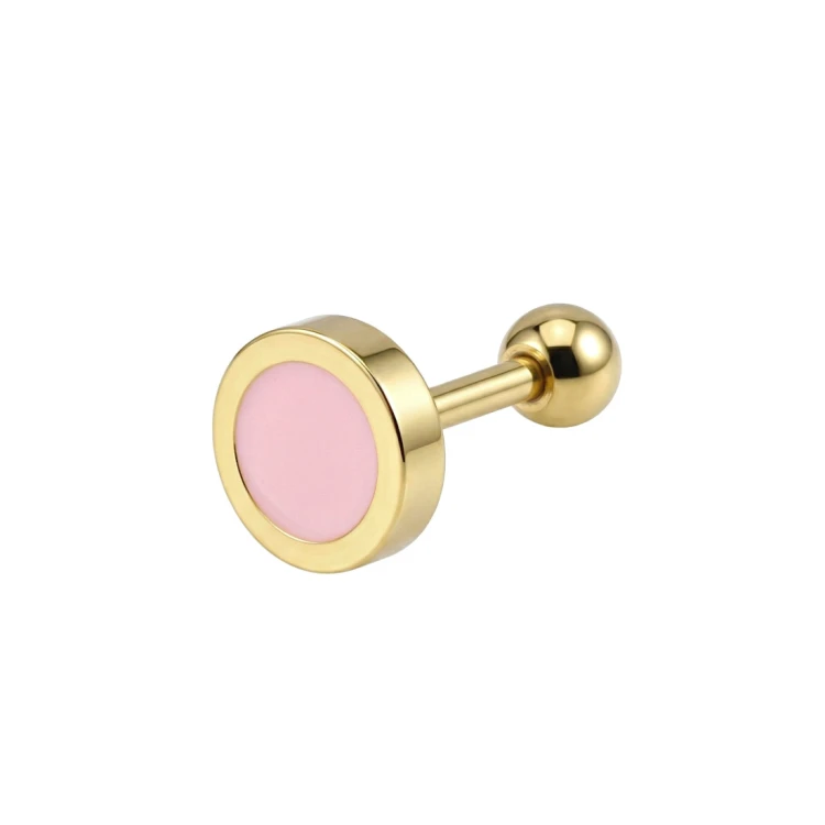 Kolczyk do ucha z emaliowanej stali RÓŻOWE KÓŁKO.jpg