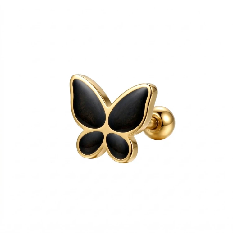 Kolczyk do ucha z emaliowanej stali CZARNY MOTYL.jpg