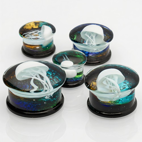 Nierozkręcany plug szklany z motywem meduzy.jpg