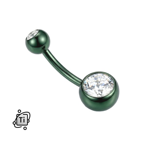 Szmaragdowy kolczyk tytanowy do pępka duże kulki z cyrkoniami.jpg
