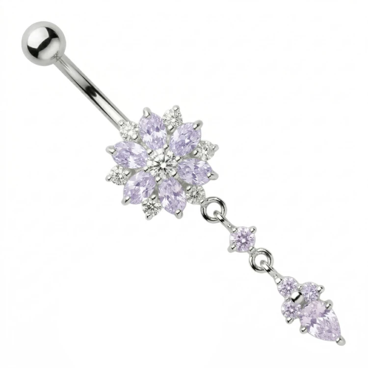 Ozdobny kolczyk do pępka ze srebra z lawendowymi cyrkoniami.jpg