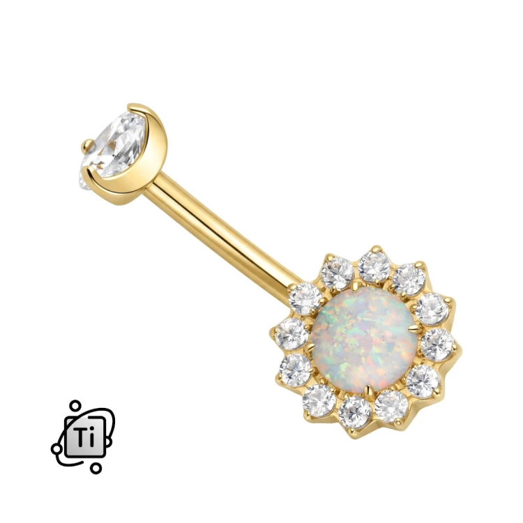 Kolczyk do pępka tytanowy z opalitem otoczonym cyrkoniami .jpg