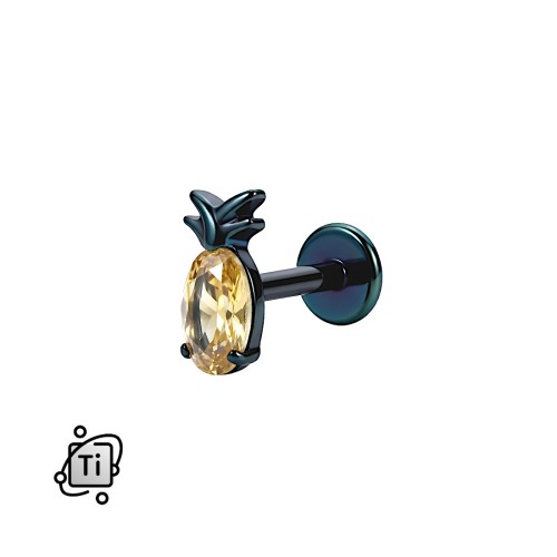 Szmaragdowy labret tytanowy z żółtą cyrkonią ANANAS.jpg