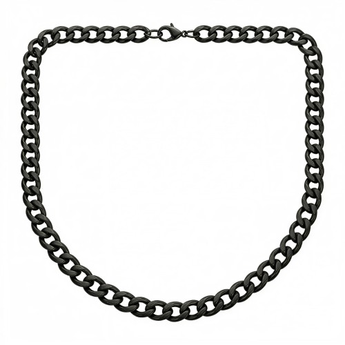 Czarny naszyjnik pancerka 9 mm ze stali szlachetnej.