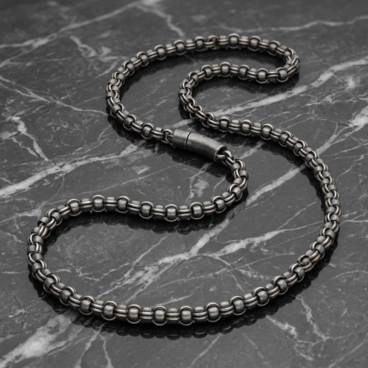 Antracytowy łańcuch ze szczotkowanej stali 316L.jpg