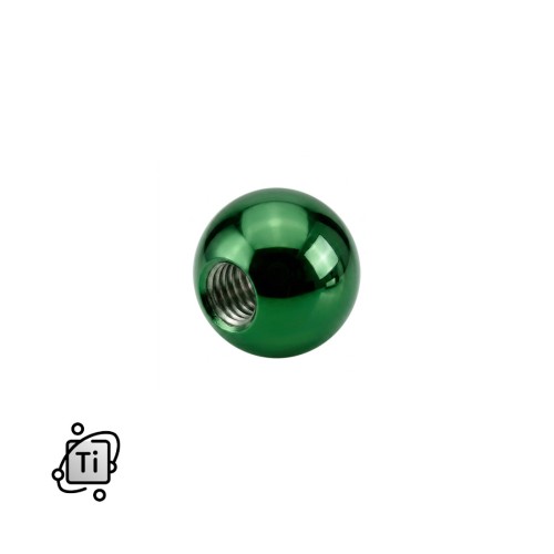 Szmaragdowa nakrętka z tytanowa na pręty z gwintem zewnętrznym.