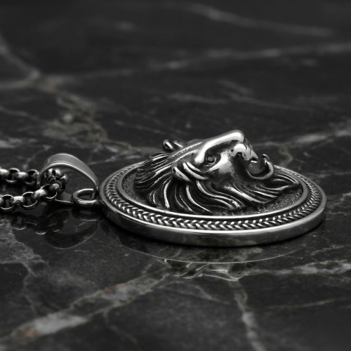 Medalion stalowy GŁOWA LWA