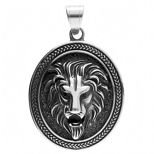 Medalion stalowy GŁOWA LWA