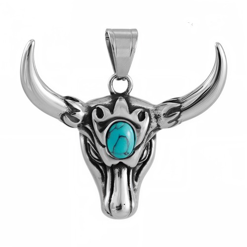 Zawieszka stalowa CZASZKA BYKA z turkmenitem