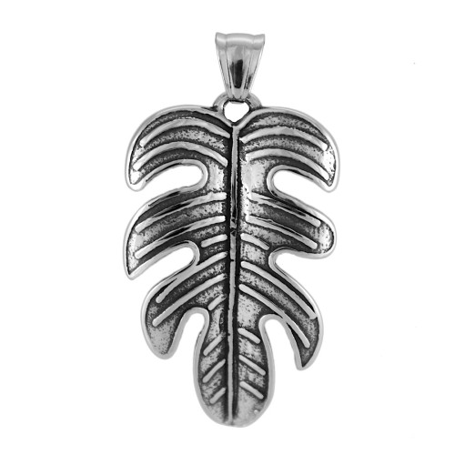 Stalowa zawieszka w kształcie liścia monstery