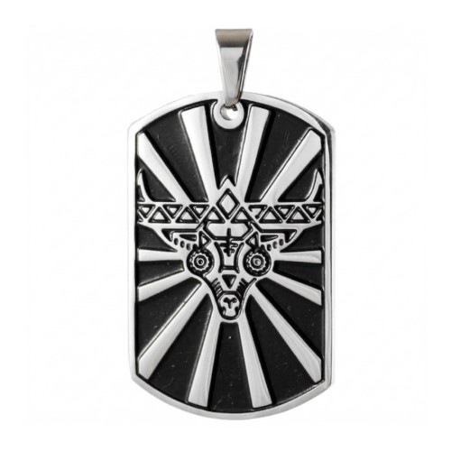 Stalowy nieśmiertelnik z głową bawoła