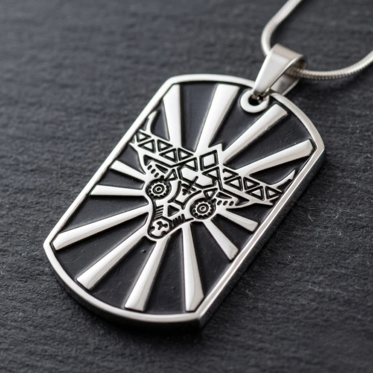 Stalowy nieśmiertelnik z głową bawoła