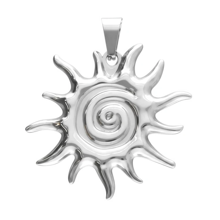 Zawieszka ze stali szlachetnej w kształcie słońca ze spiralą