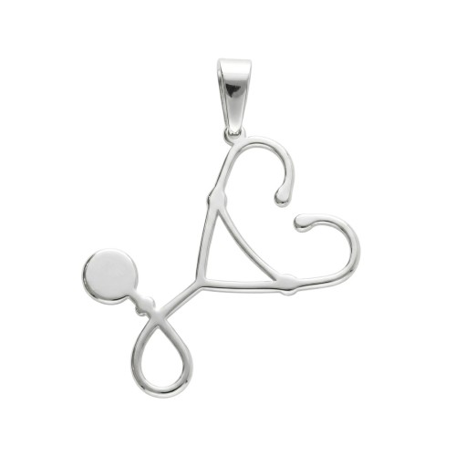 Srebrna zawieszka w kształcie stetoskopu ze stali szlachetnej