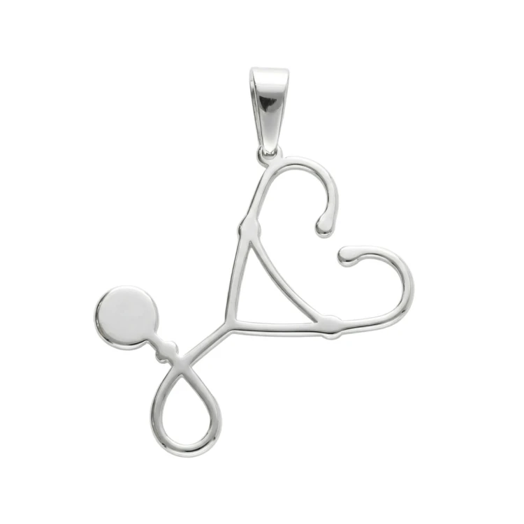 Srebrna zawieszka w kształcie stetoskopu ze stali szlachetnej