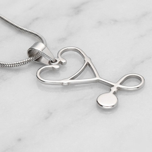 Srebrna zawieszka w kształcie stetoskopu ze stali szlachetnej