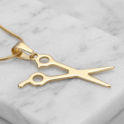 Złota zawieszka stalowa w kształcie nożyczek fryzjerskich