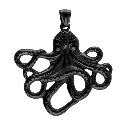 Czarna zawieszka ze stali w kształcie ośmiornicy