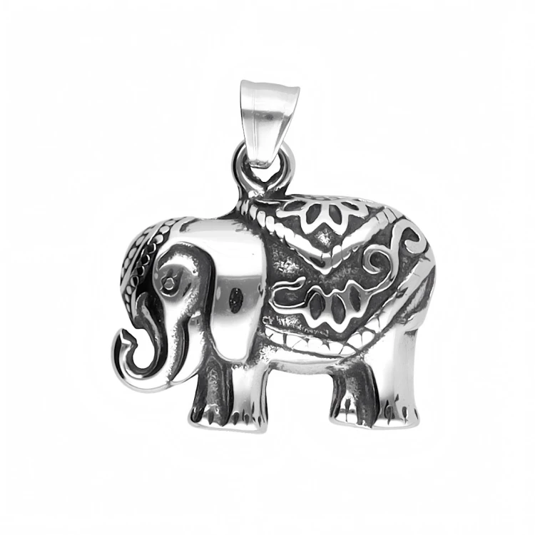 Orientalna zawieszka stalowa SŁOŃ Z ORNAMENTAMI