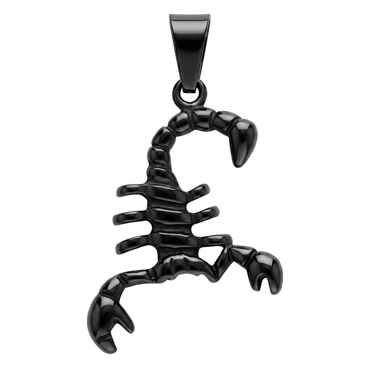 Czarna zawieszka stalowa w kształcie skorpiona
