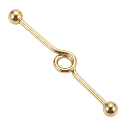 Złota sztanga stalowa industrial ze spiralnym kółkiem