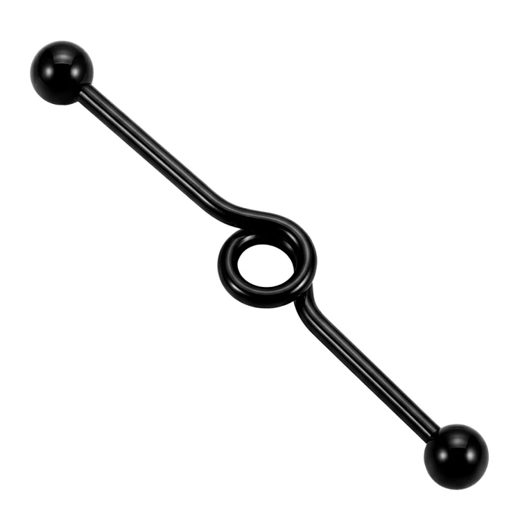 Czarna sztanga stalowa industrial ze spiralnym kółkiem