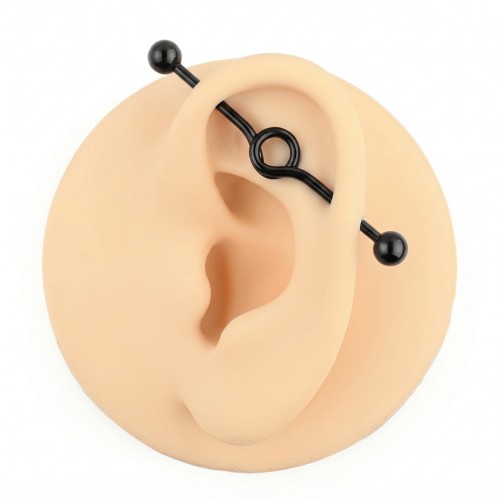 Czarna sztanga stalowa industrial ze spiralnym kółkiem