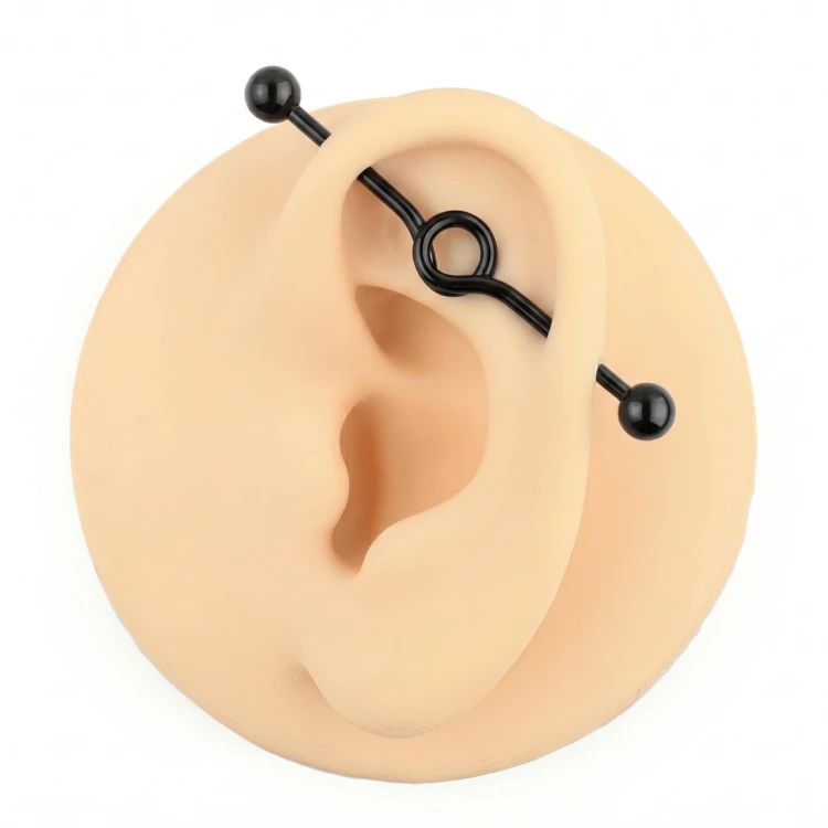 Czarna sztanga stalowa industrial ze spiralnym kółkiem