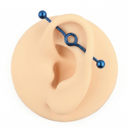 Niebieska sztanga stalowa industrial ze spiralnym kółkiem