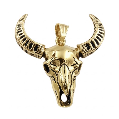 Złota zawieszka ze stali CZASZKA BYKA